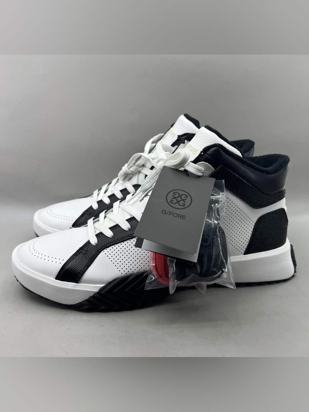 G/FORE G.112 Mid Top Golf Shoes Men Size 12 White Black Leather Comfort Sneakers